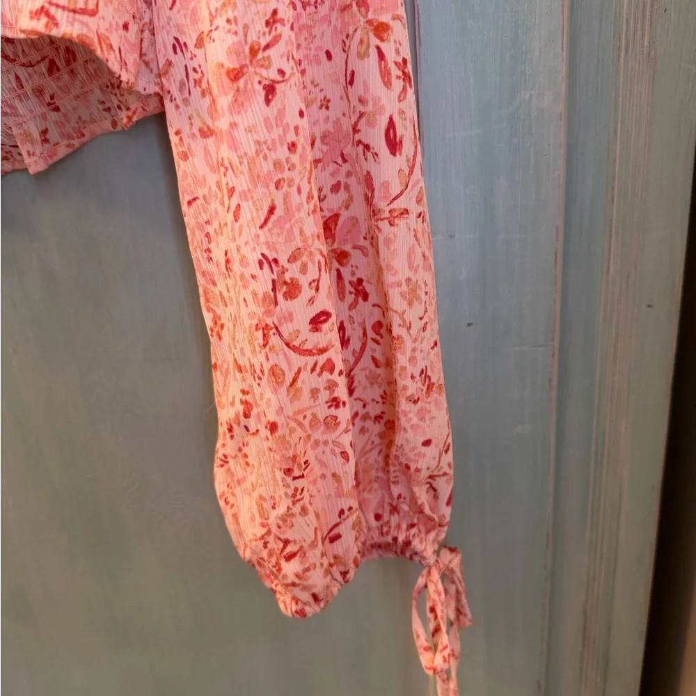 Pink Floral V-Neck Long Sleeve Top - H&M